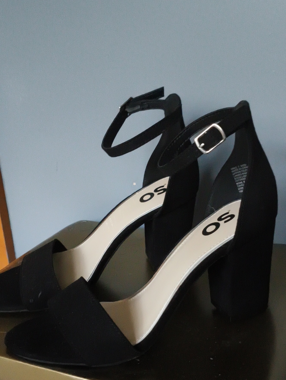 SO Black Suede Ankle-Strap Block Heels